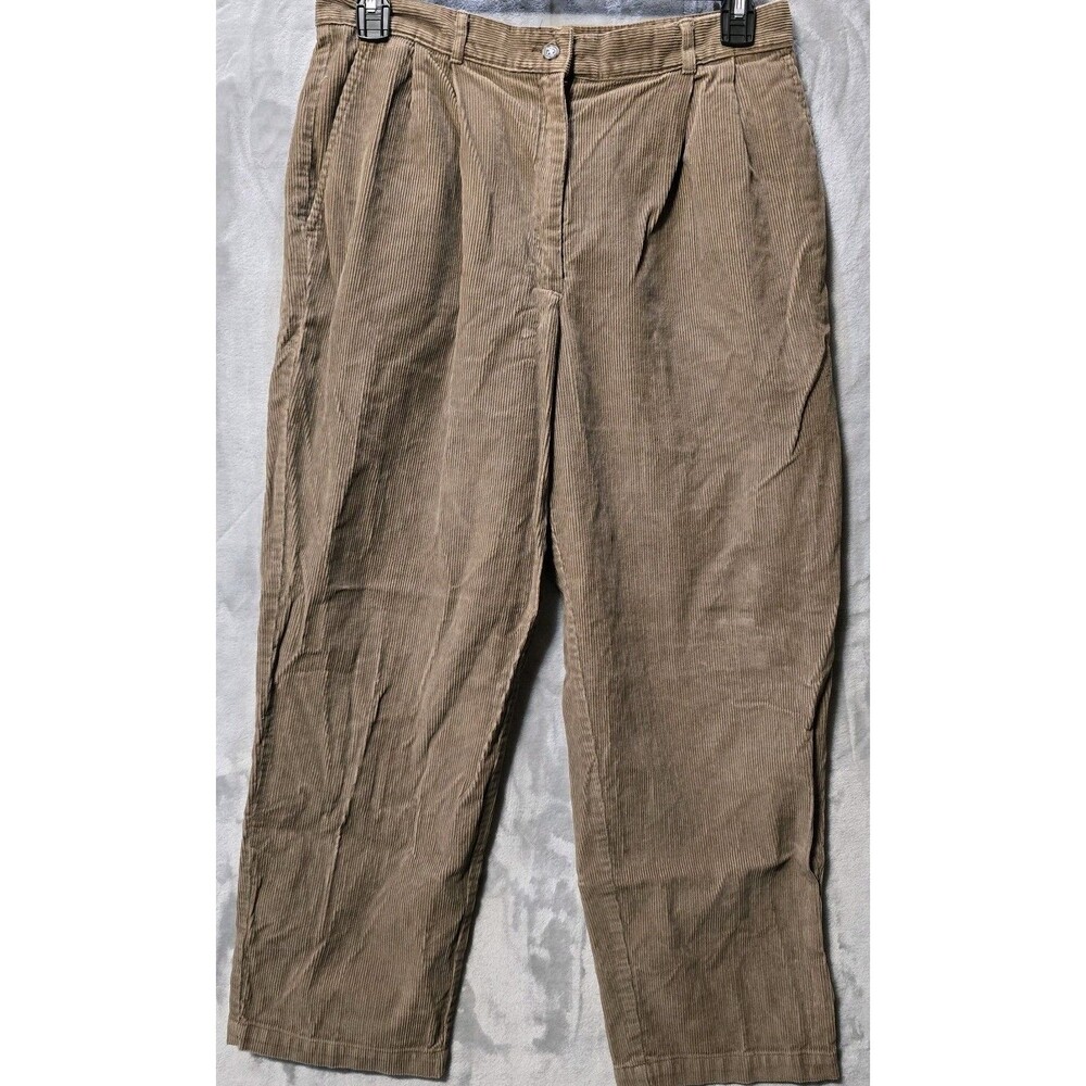 LL Bean Corduroy Pants Womens 14P Brown Slash Pockets Cowgirl Casual Preppy
